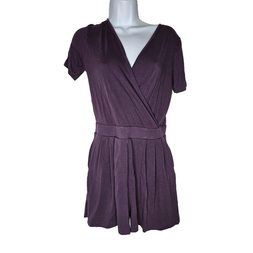 ASOS Purple Romper Open Back Wrap Front Short Sleeve Womens 8